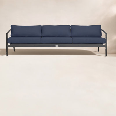 Delaine 83.25'' Wide Powder Coated Aluminum Patio Sofa with Cushions