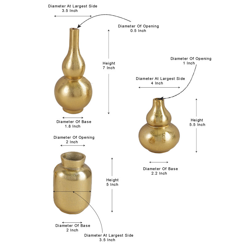 Ensemble de 3 vases Mercer41 Radiance, Doré