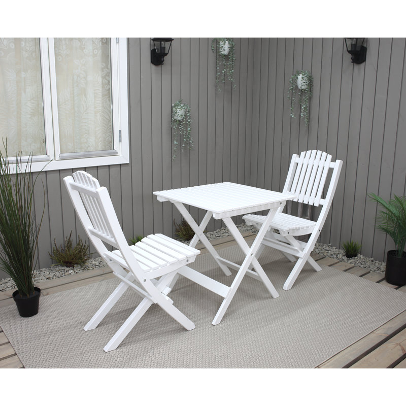Klinger 2 - Person Wood Patio Dining Set with Square Table, White