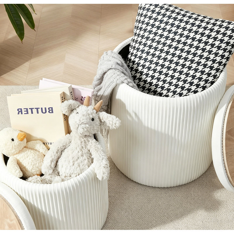 Ensemble de 2 tabourets de coiffeuse, Blanc / Blanc