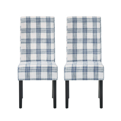 Olin Contemporary Upholstered Fabric Dining Chairs with T-Stitch Detailing and Wooden Legs
