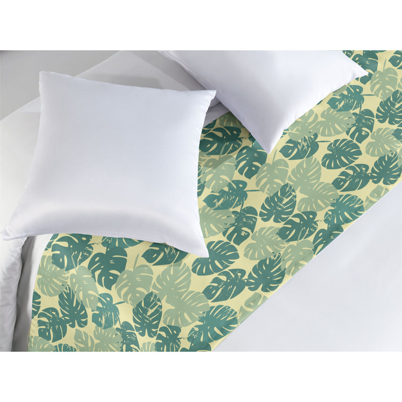 Chemin de lit Ambesonne Monstera Leaves hawaïen et vert exotique vert jade, Roi