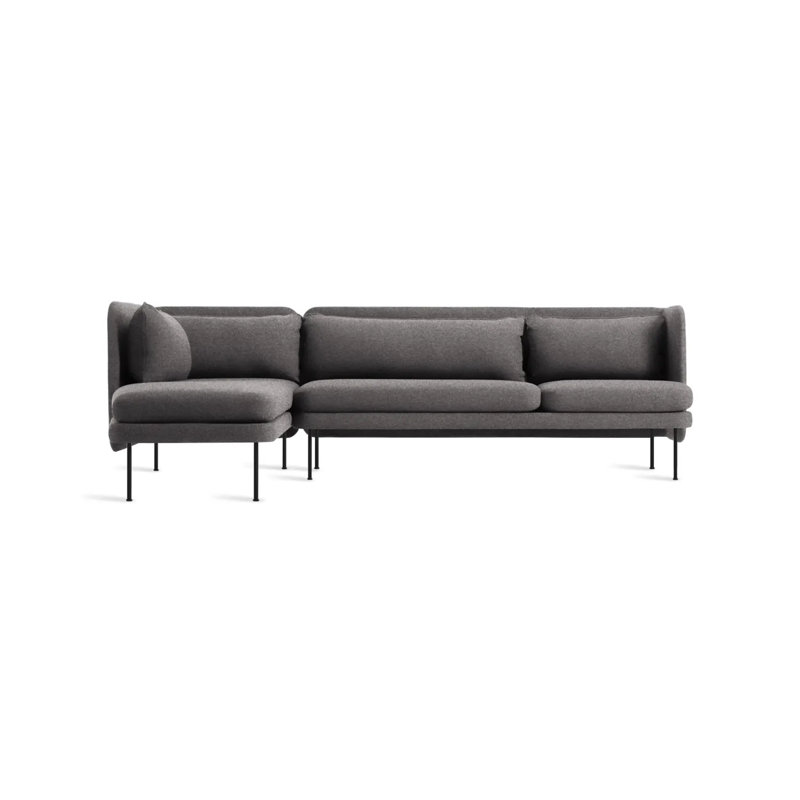 Bloke Upholstered L-Shaped Sectional, Left Hand Facing, Gabro Gray Wool Blend