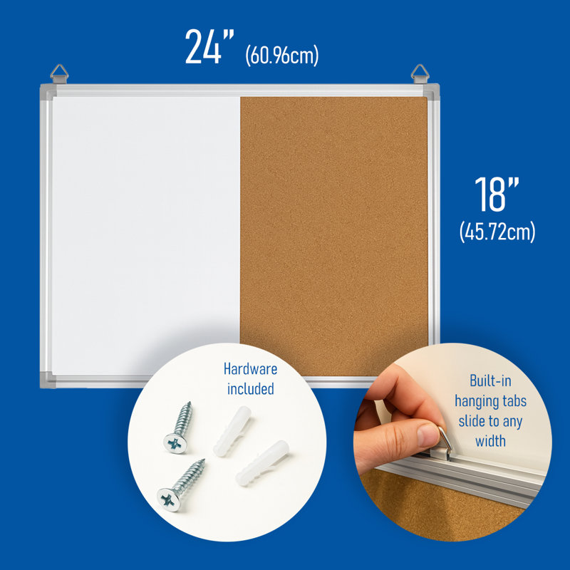 Panneau encadré en aluminium 18 po x 24 po liège sec / magnétique