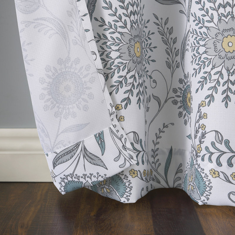Lawerence Medallion Floral Semi-Sheer Grommet Curtain Panel, 40" W x 84" L