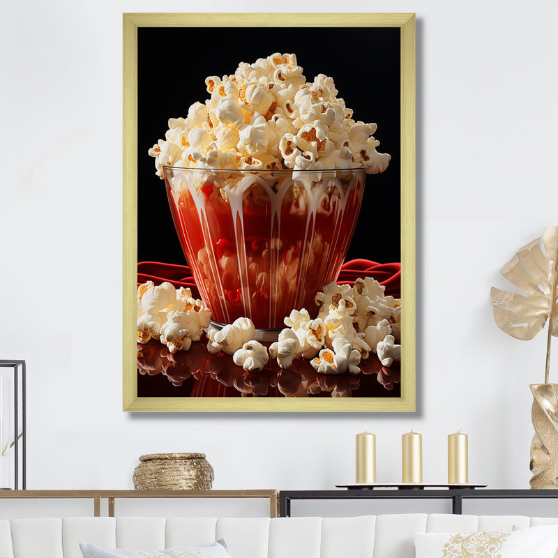 Popcorn ludique Popart - reproduction d'art sur toile_105823, H 44 po x l 34 po x P 1,5 po, Encadrement doré