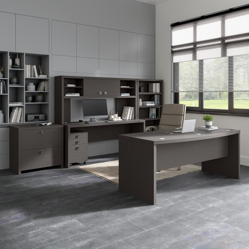 Ensemble de bureau, crédence et classeur 3 pièces Echo, Érable gris anthracite