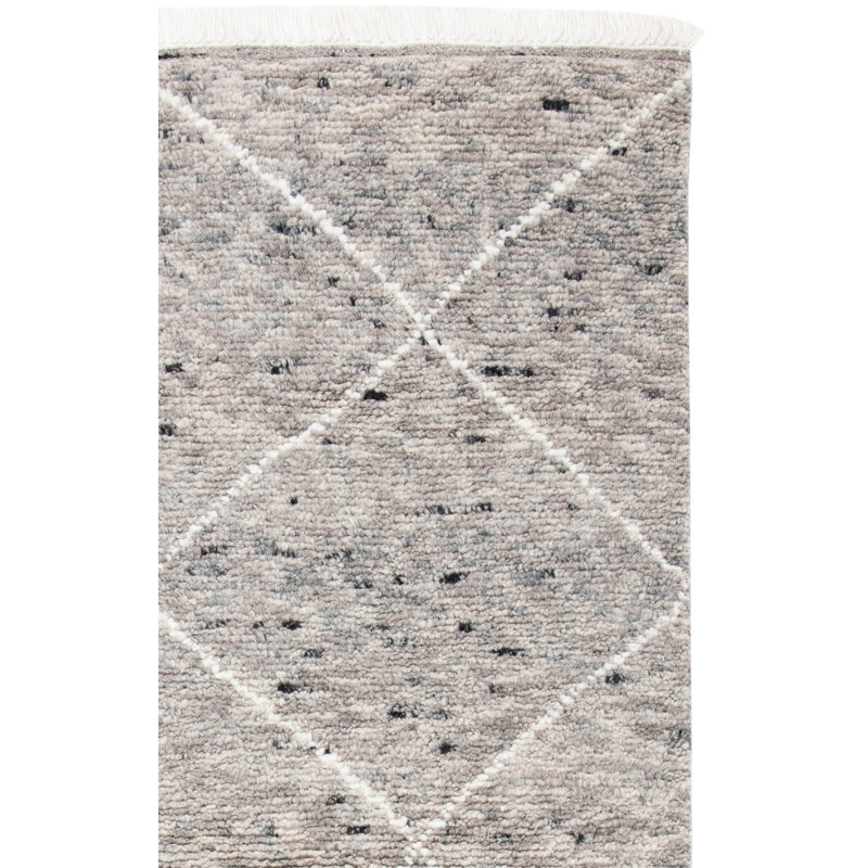 Tapis géométrique en laine noué à la main Meiners, Rectangle 9 pi x 12 pi