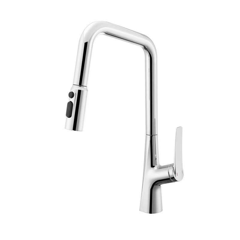 Topcraft Single-Hole Single-Handle Pull-Down Kitchen Faucet, Chrome