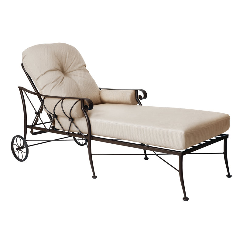 Derby Outdoor Chaise Lounge, Canvas Bird's Eye Sunbrella® Canvas, Chestnut Brown