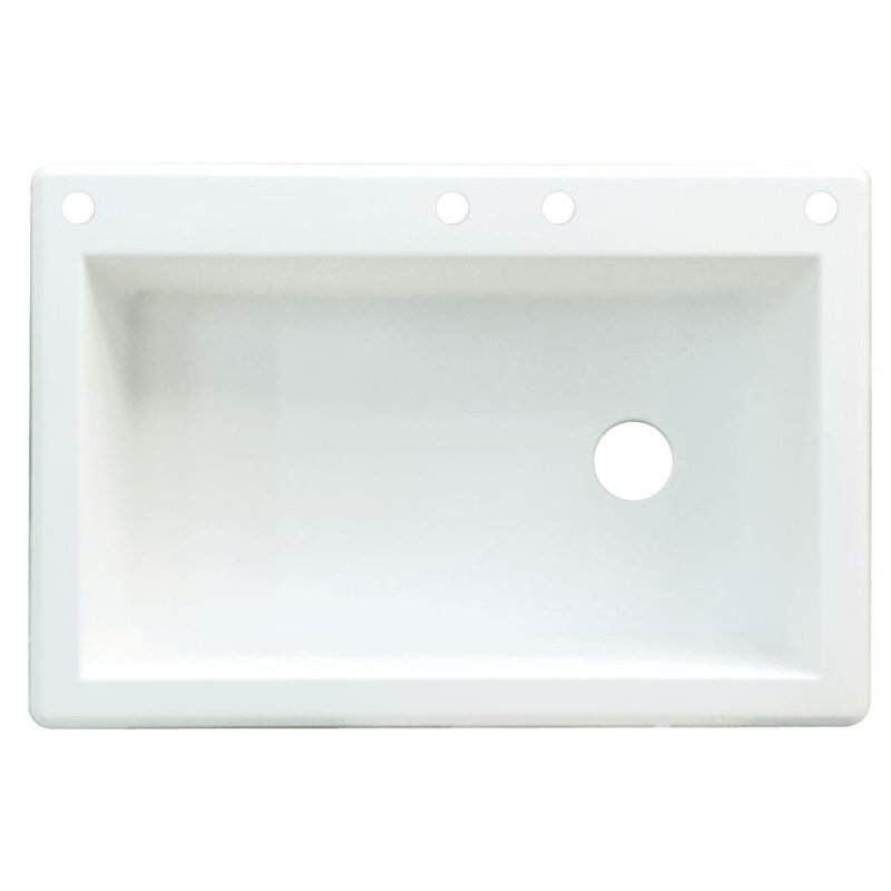 Radius 33'' L Single Bowl Granite Kitchen Sink, White, 4 hole