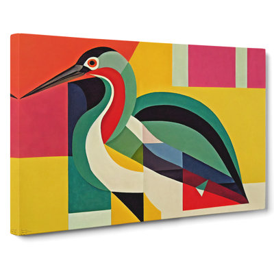 Heron Bird Abstract - Wrapped Canvas