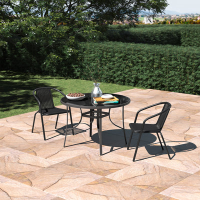 Beeman 2 - Person Patio Dining Set Umbrella Hole Included Round Table