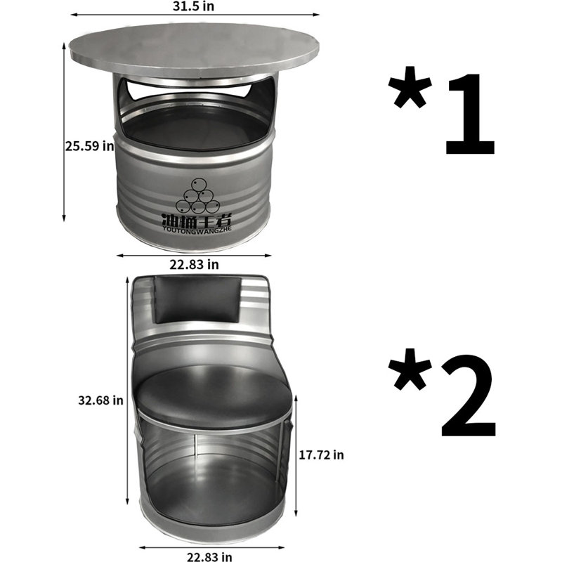 Ensemble de salle à manger de style industriel ronde avec tabourets à huile 31,5 po, 3