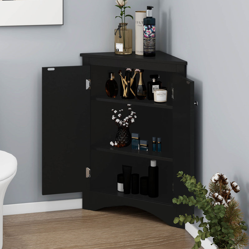 Armoire de rangement triangulaire pour salle de bain avec tablettes réglables, armoire de plancher autoportante, organisateur de coin pour petit espace