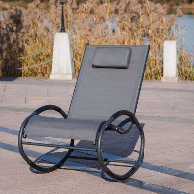 Outdoor Aishi Rocking Metal Chair with Cushions by Wrought Studio