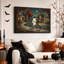 Art mural sur toile, "Ghost Mailman Cycling With Black Cat On Autumn"-443248189