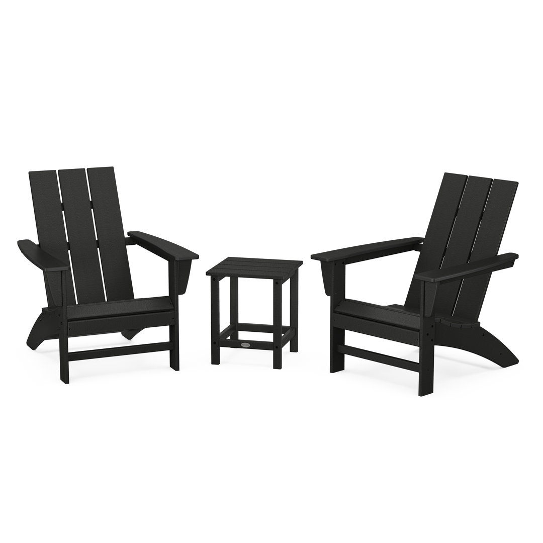 Modern Adirondack 3 Piece Seating Group POLYWOOD® Frame Color: Black