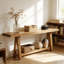 Table basse de style naturel, table d'entrée en bois, console élégante