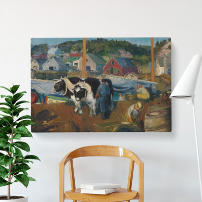 Ox Team, Matinicus Wharf by George Bellows - Wrapped Canvas
