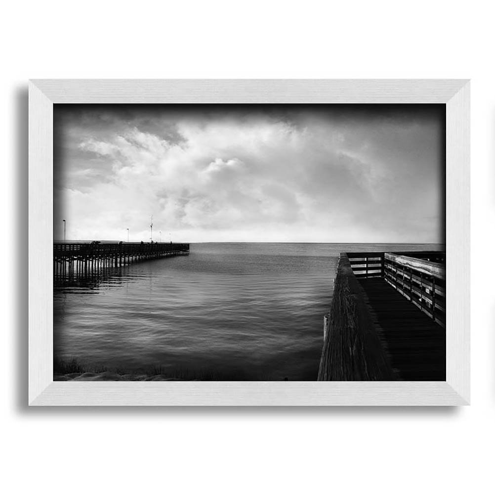 Twin Pier Ocean B N W Gerahmter Druck Wandkunst