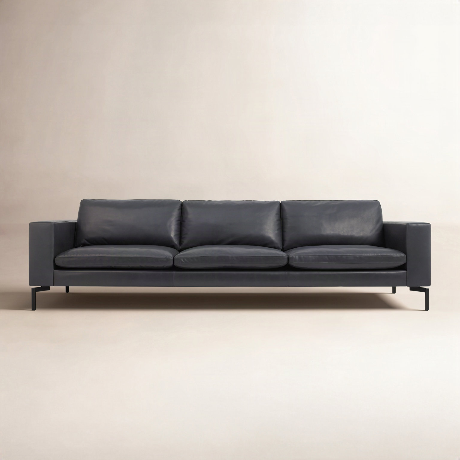 New Standard Upholstered Sofa, Granite Genuine Leather, 32" H x 104" W x 35" D