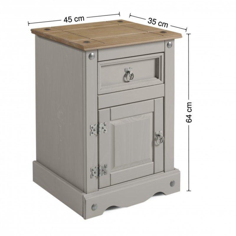 Bridewell 45cm W Bedside Table, Grey