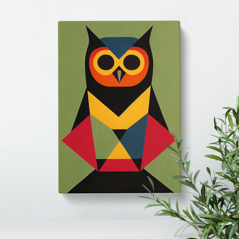 Abstract Owl In Colour No.4 - Wrapped Canvas Print, 50cm H x 35cm W x 3cm D
