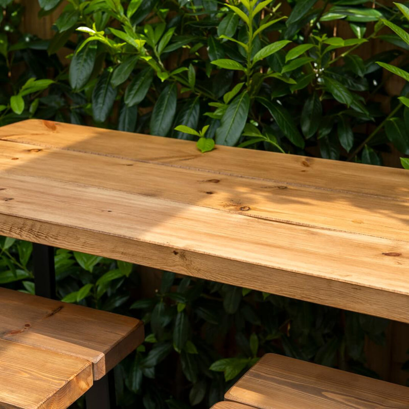 Rustic Redwood Outdoor High Bar Table, 100cm H x 60cm W x 200cm D