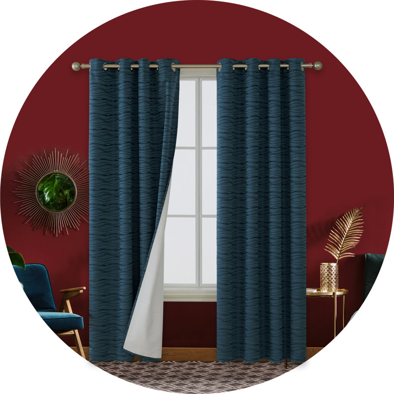 Bakstran Blackout Curtain Pair, Blue, 52" W x 72" L