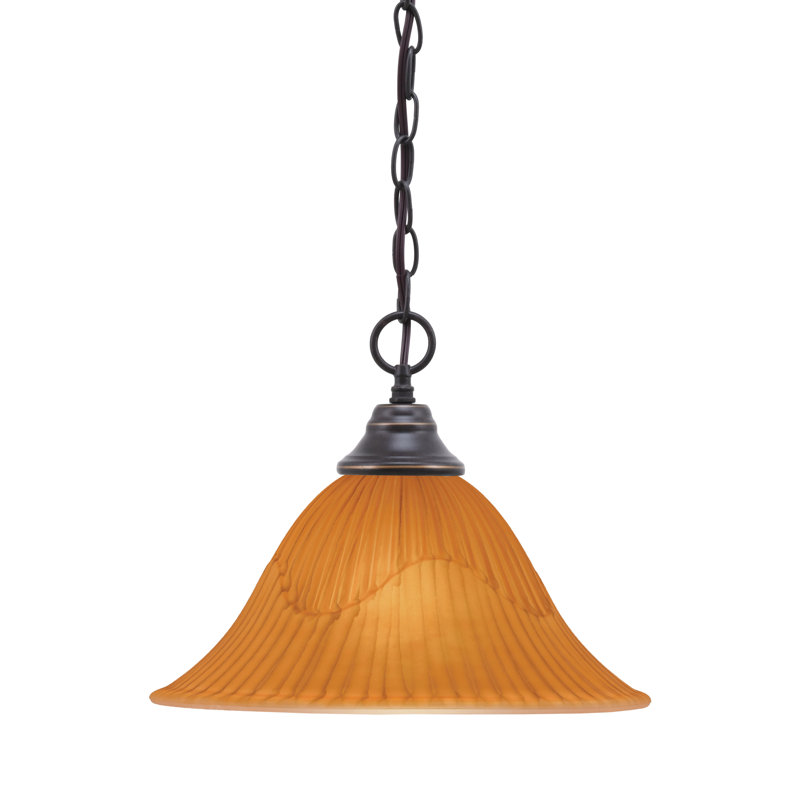 Luminaire suspendu à chaîne avec verre tigré 14 po, Granit foncé