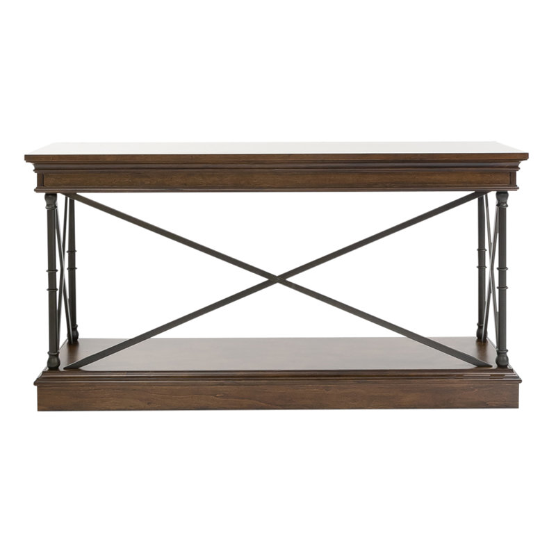 Abigaelle Console Bar Table w/ Walnut Inlay