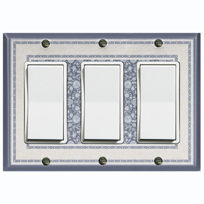 Rustic Gray Carpet Rug Print Nature Themed 3 - Gang Rocker Standard Wall Plate