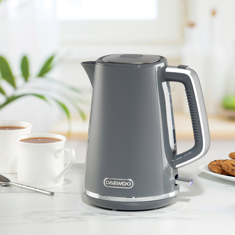 Daewoo Stirling 1.7L Plastic Electric Tea Kettle, Grey