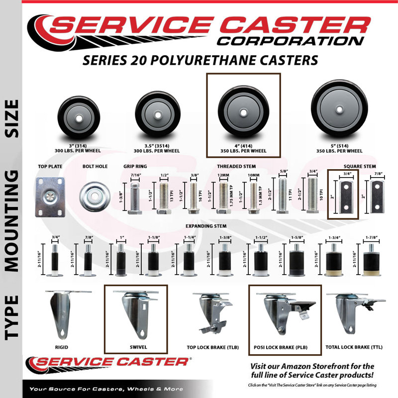Polyurethane Casters, Black