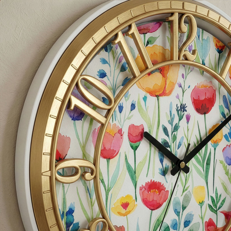 Elegant Decorative Wall Clock, 15.7 x 15.7 inches | Silent Sweep Movement, 90% Plastic / 10% Glass Construction | Perfect for Home or Office Decor, Stylish and Quiet Timepiece for Any Room