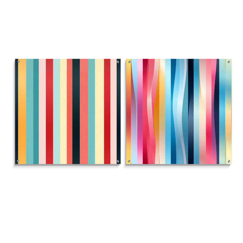 Deandrea - Ensemble de 2 peintures murales abstraites en acrylique, H 36 po x l 73 po
