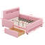 LED Bed Frame With Storage Headboard And 2 Drawers, Velvet Upholstered Platform Bed Frame With Bookcase-1918698804-1918698801