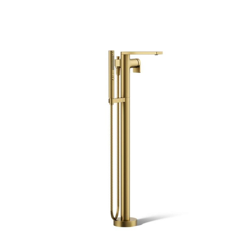 Composed Freestanding Bath Faucet, Vibrant Brushed Moderne Brass