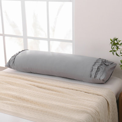 Grey Body Pillow Case, Chic Ruffle Pillow Sham, 20x54 inches, French Country Vintage Ruffled Pillowcase 1 Pack, Soft Washed Microfiber