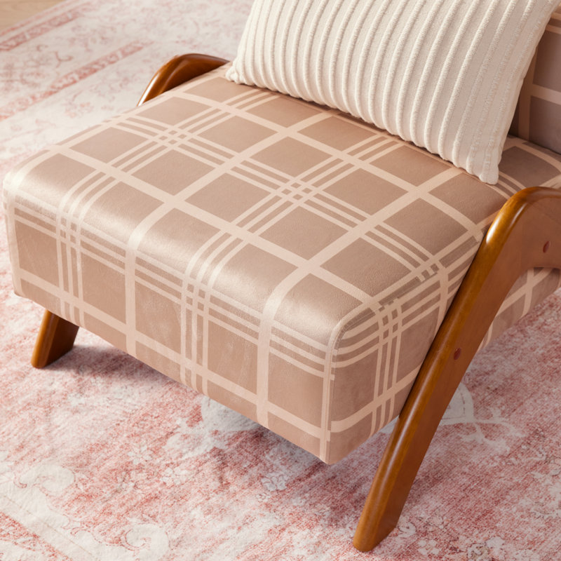 Chaise d'appoint rembourrée avec pieds en bois, Chameau