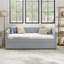 Twin Size Daybed With Trundle Upholstered Sofa Bed, With Vertical Stripes, Linen Fabric, Grey-1515874687-1515874672