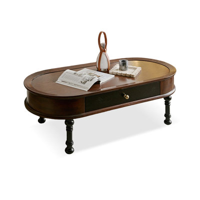 Table basse 47,24 "en bois massif et ovale en bois manufacturé