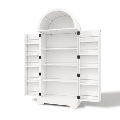 165 Cm Tall Storage Cabinet With Glass Doors