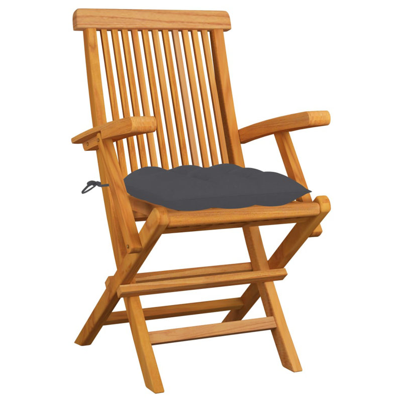 Chaise de patio en teck avec coussins Apollinaire, Anthracite