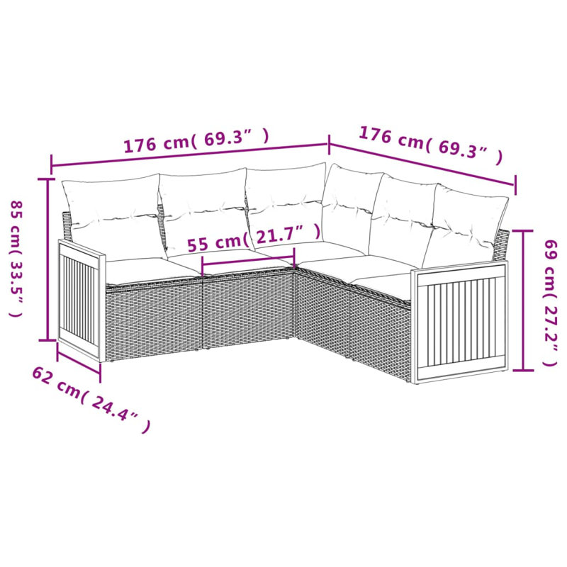  Ensemble de canapé de jardin beige