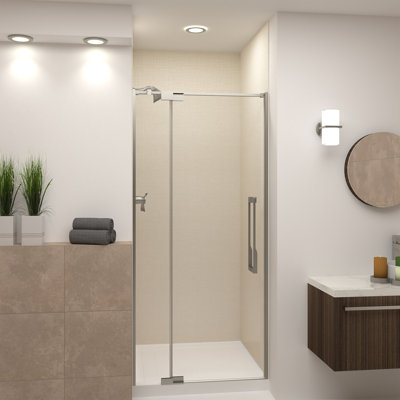 Porte de douche pivotante 36 po x 76 po avec verre transparent Irene