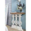 Console de 32,3 po de hauteur avec plateau en bois brun et base rétro complexe, élément de décor de couloir mesurant 32 po x 12 po