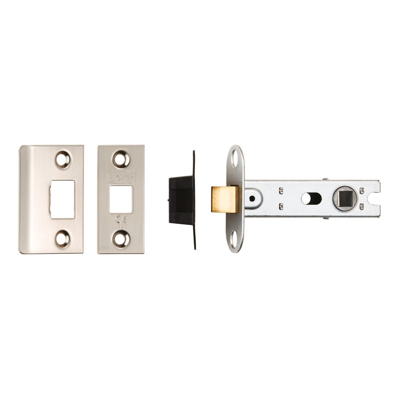 Lorie Tubular Mortice Latch, Polished Nickel, 2.5" H x 7.6" W x 2" D