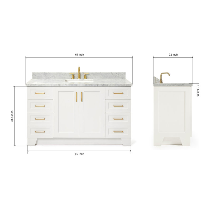 ARIEL TAYLOR 61 IN RECTANGLE SINK VANITY, White, Rectangle